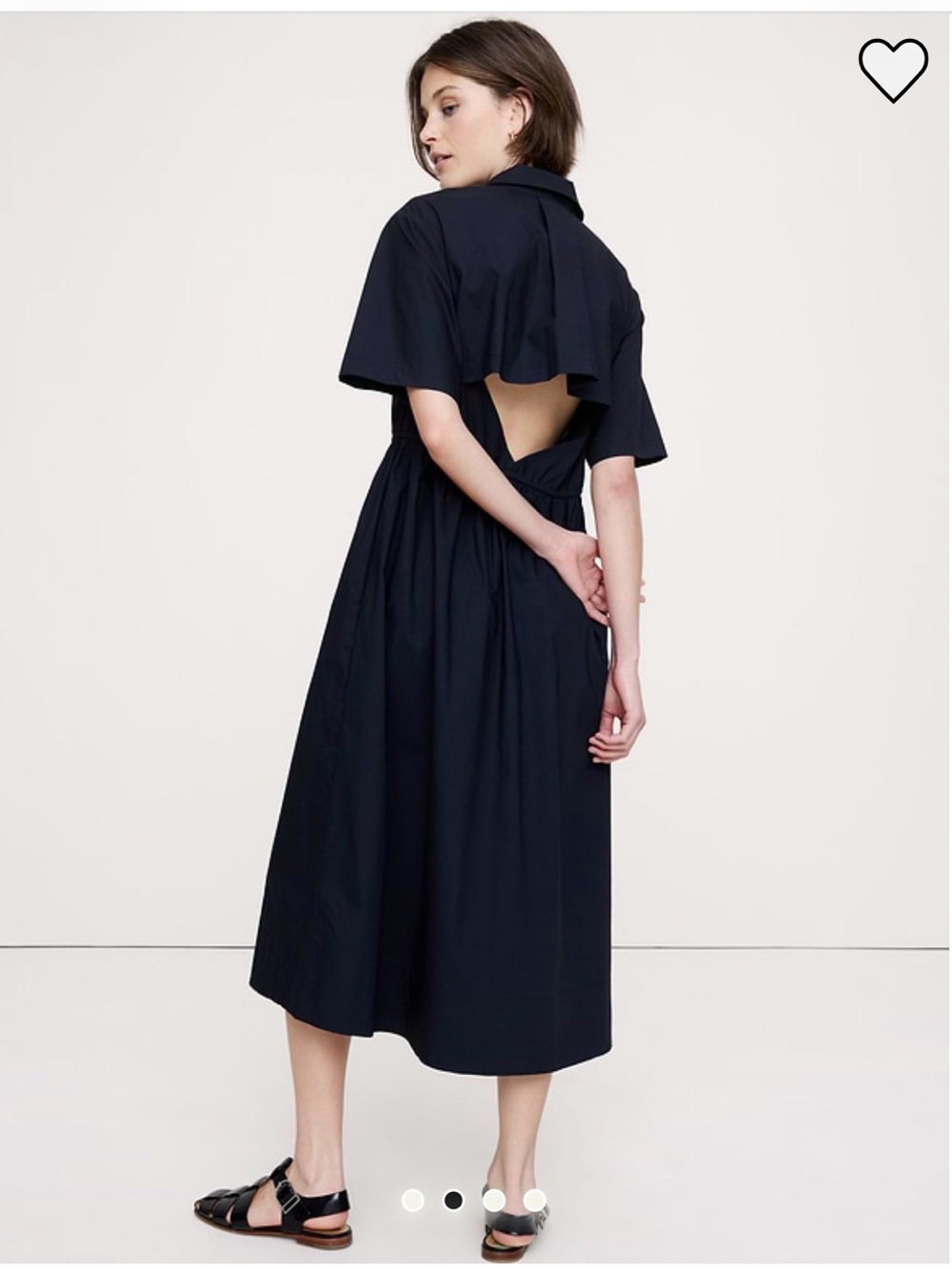 Banana Republic Navy Cotton Poplin Midi Shirt Dress - Picture 2 of 5